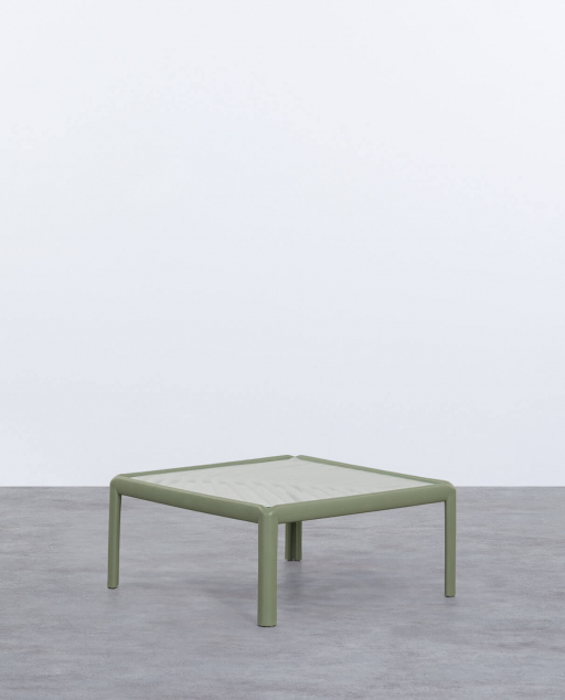 Quadratischer Couchtisch aus Polypropylen und Glas (69x69 cm) Meivy