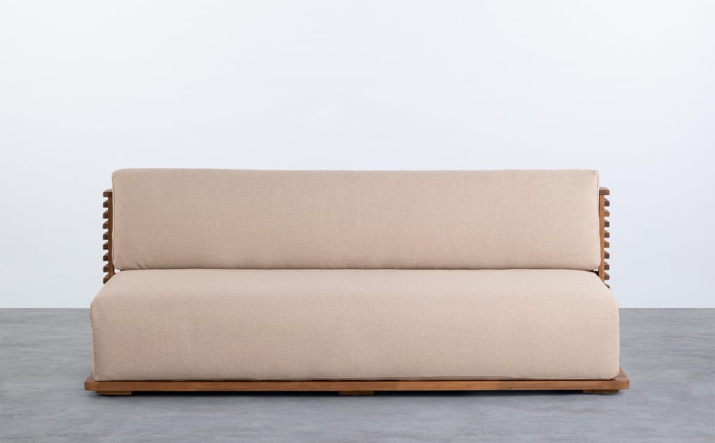 3-Sitzer-Gartensofa Hazan aus Akazienholz mit Stoffkissen