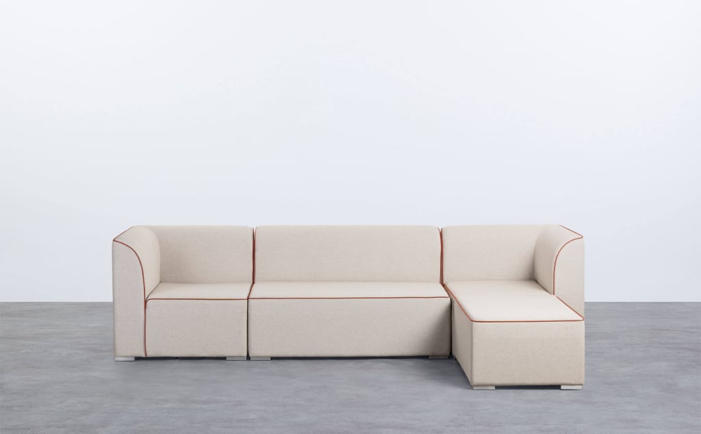 Modulares Gartensofa, 3-teilig mit 2 Ecken und 2-Sitzer-Sofa mit Lagos-Stoffbezug