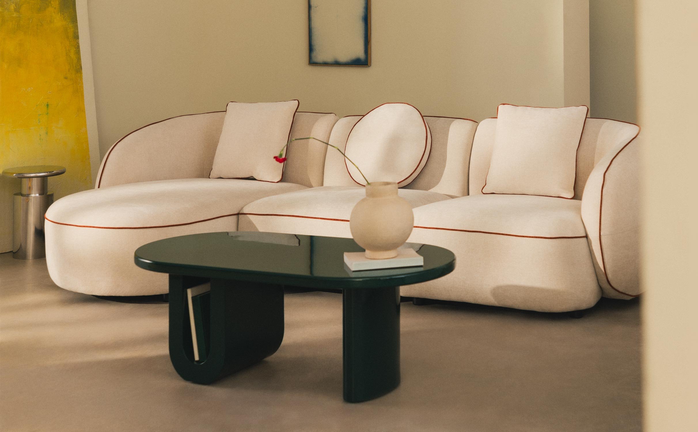 Modulares 3-teiliges Chaiselongue-Sofa mit Eck- und Ilham-Stoffsessel, Galeriebild 1