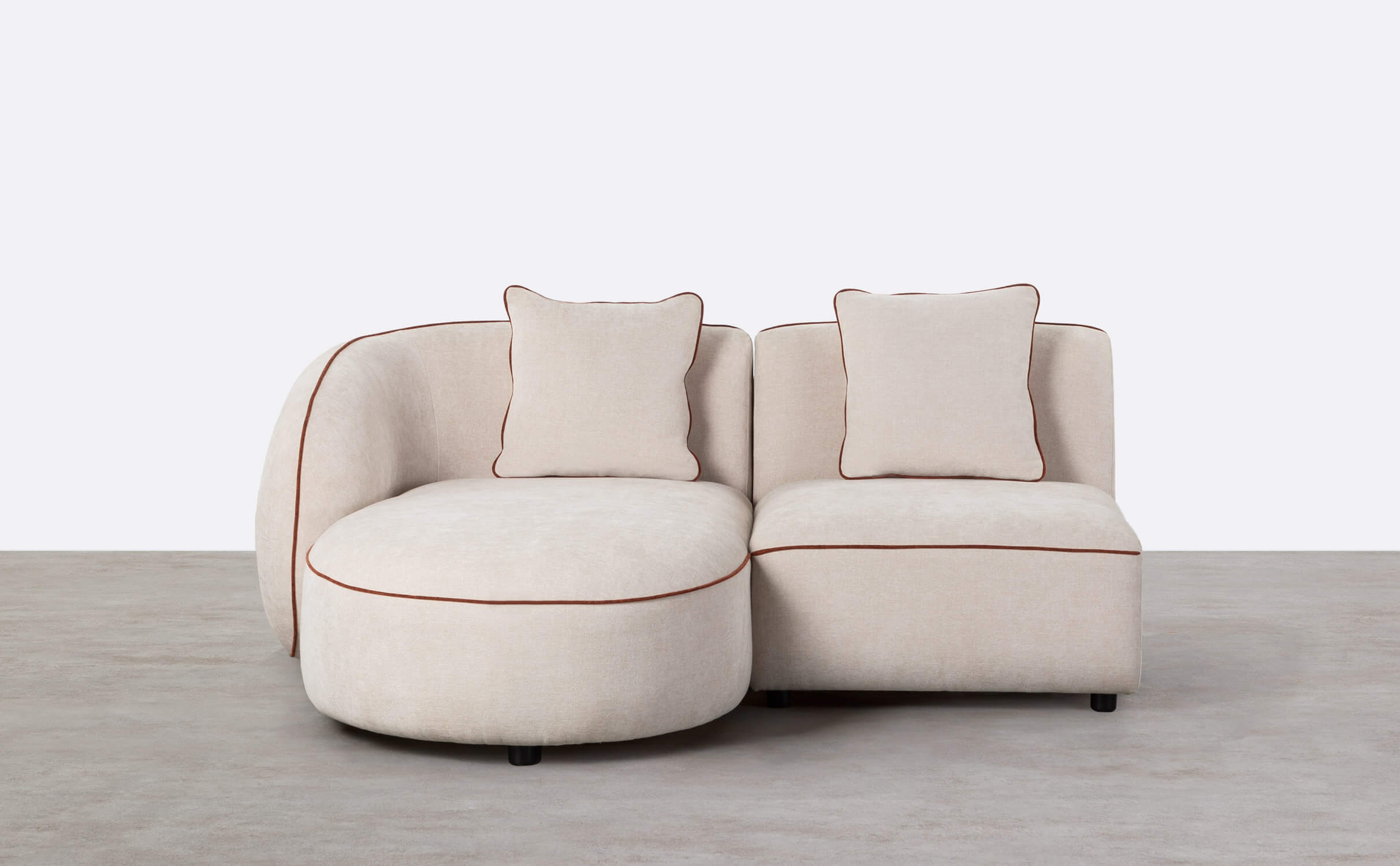 Modulares 2-teiliges Chaiselongue-Sofa mit Ilham-Stoffsessel, Galeriebild 1