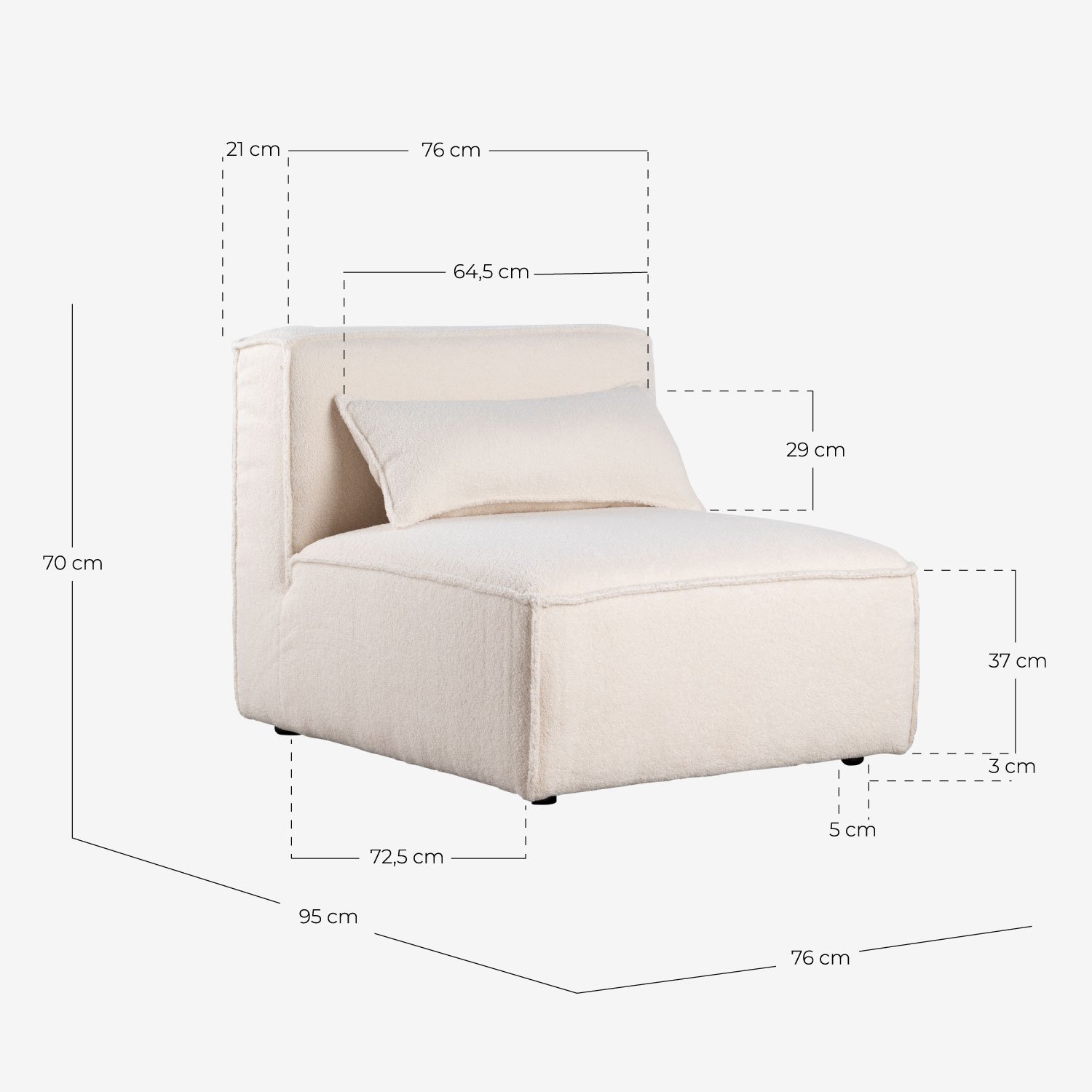 Kilhe Boucle Stoff Sofa Sessel Modul, Maße