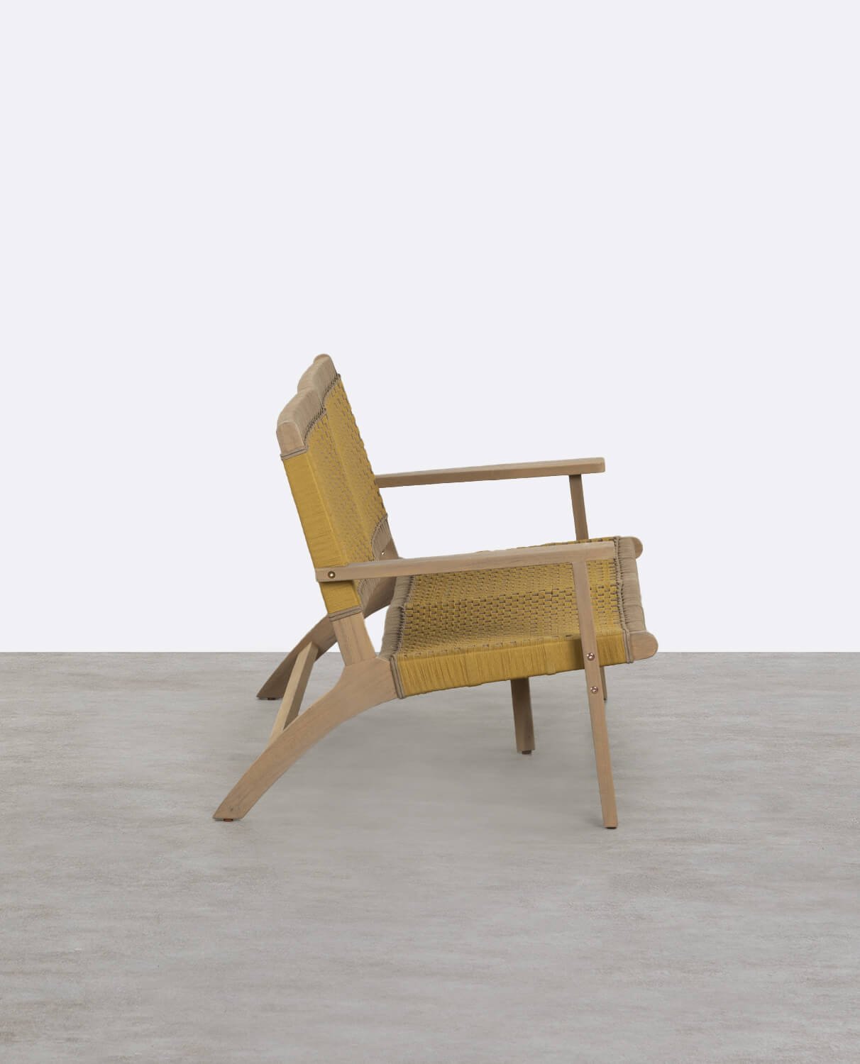 2-Sitzer-Gartensofa aus Akazienholz und Mirle-Seil , Galeriebild 2