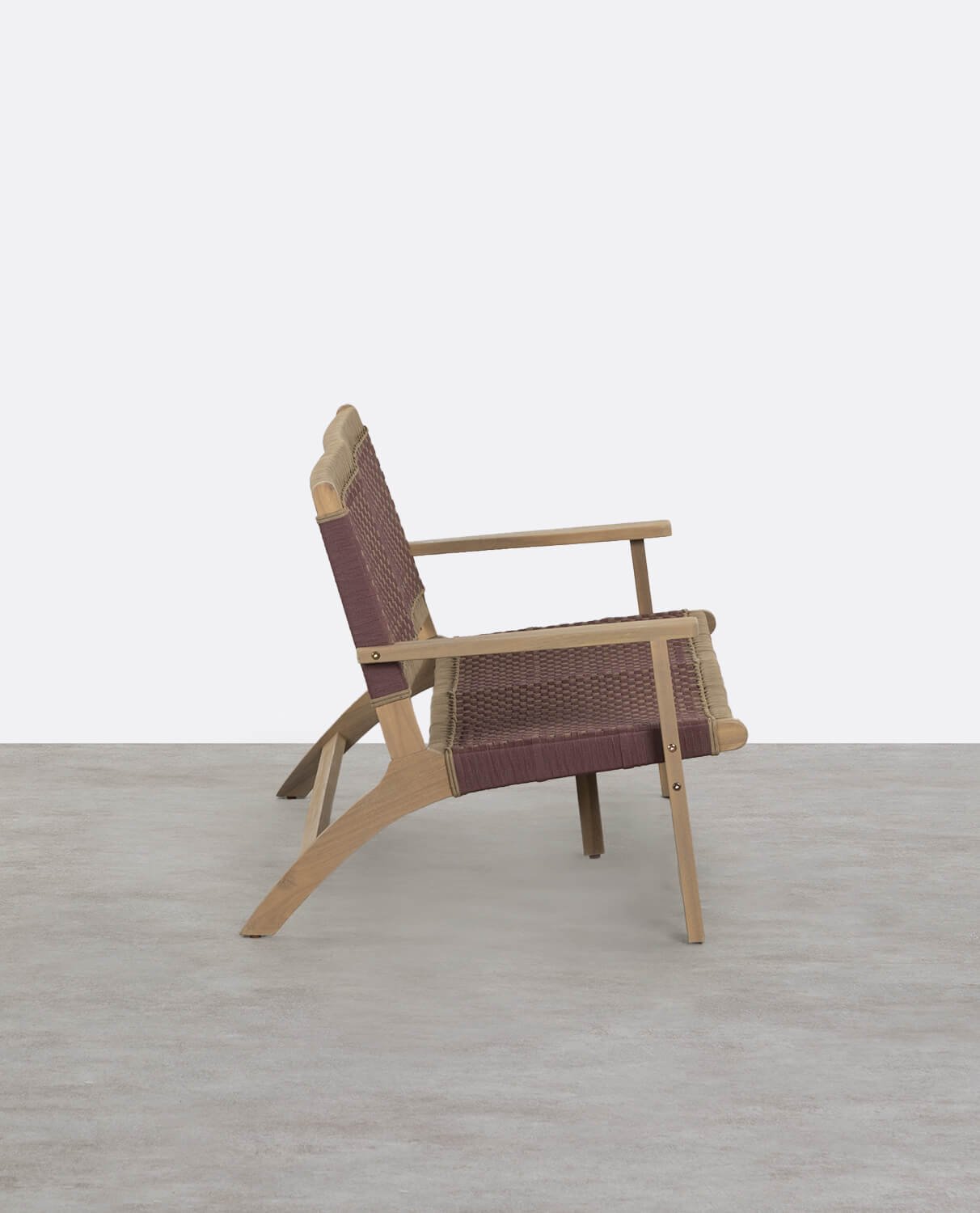 2-Sitzer-Gartensofa aus Akazienholz und Mirle-Seil , Galeriebild 2