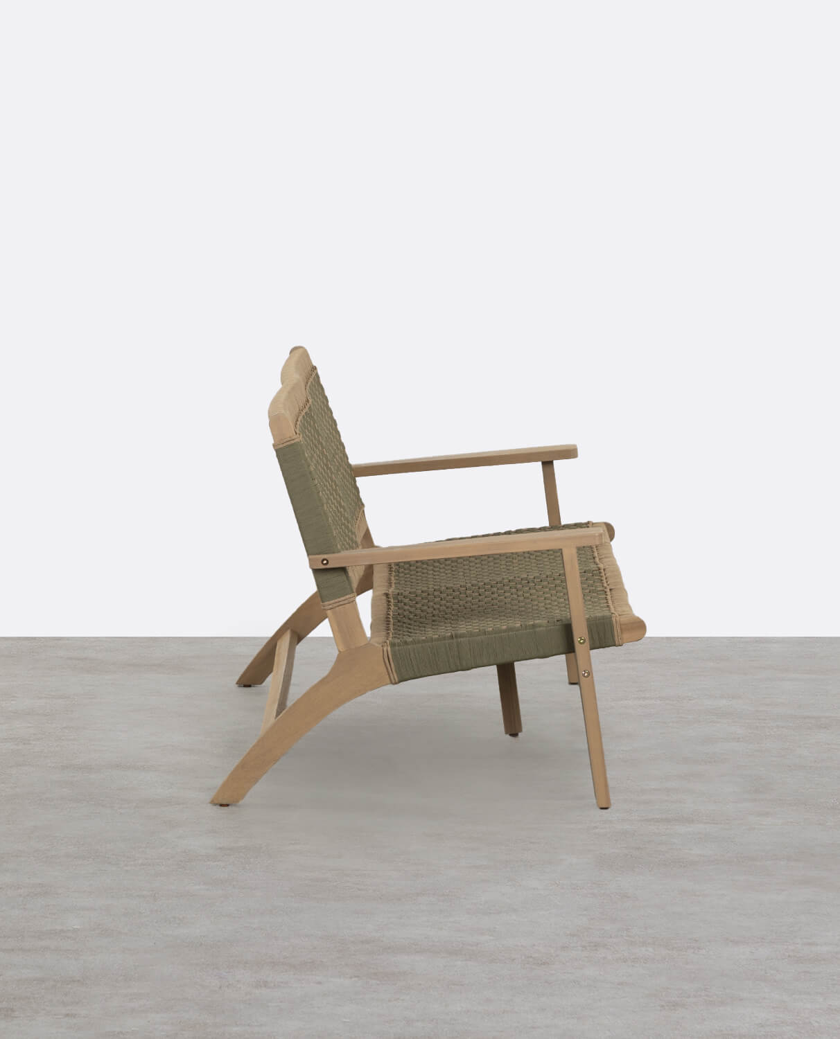 2-Sitzer-Gartensofa aus Akazienholz und Mirle-Seil , Galeriebild 2