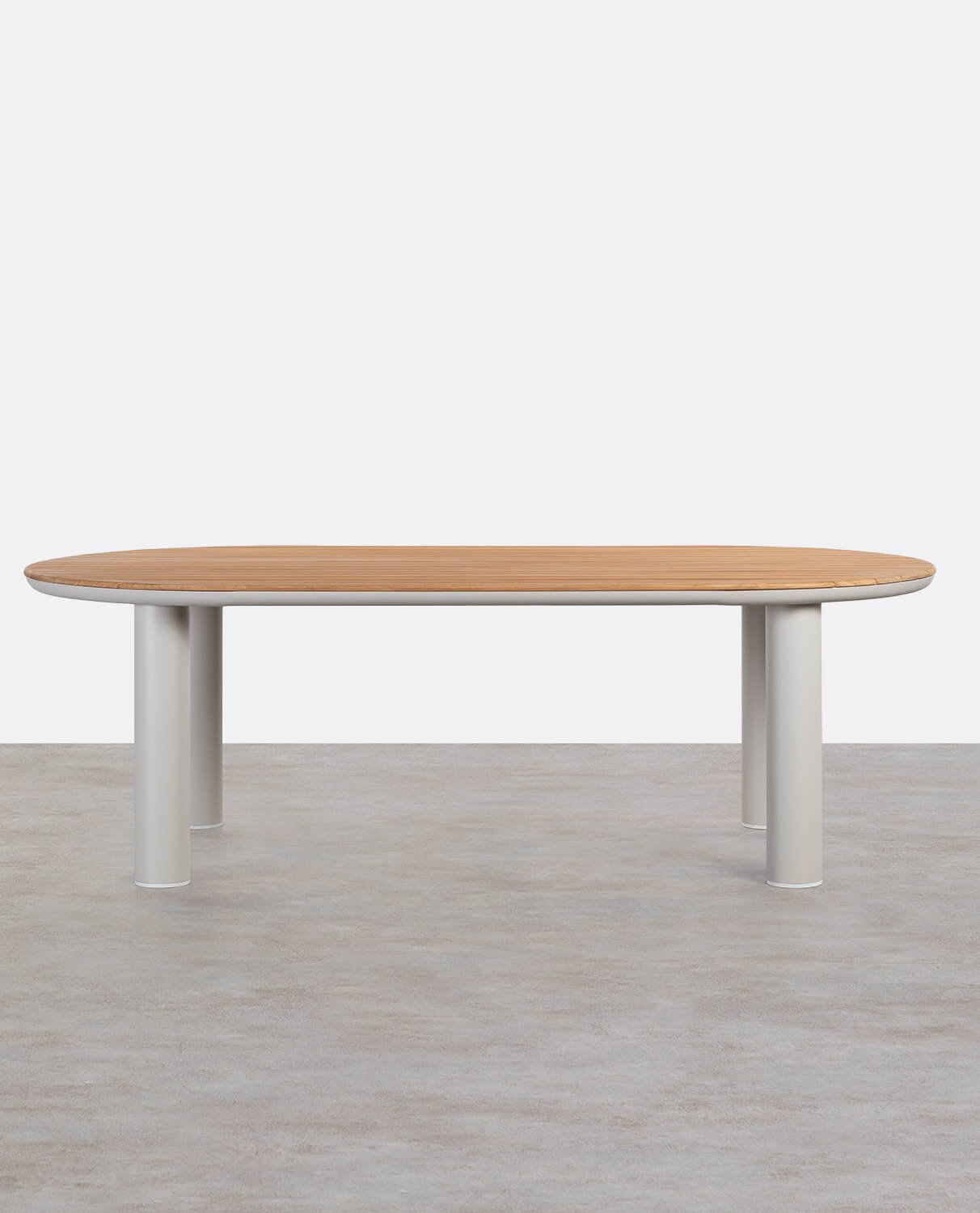 Ovaler Gartentisch aus Aluminium und Teakholz (240x119 cm) Cheryl, Galeriebild 2
