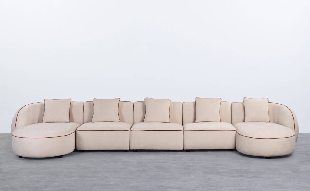 5-teiliges modulares Sofa mit 2 Chaiselongues aus Ilham-Stoff 