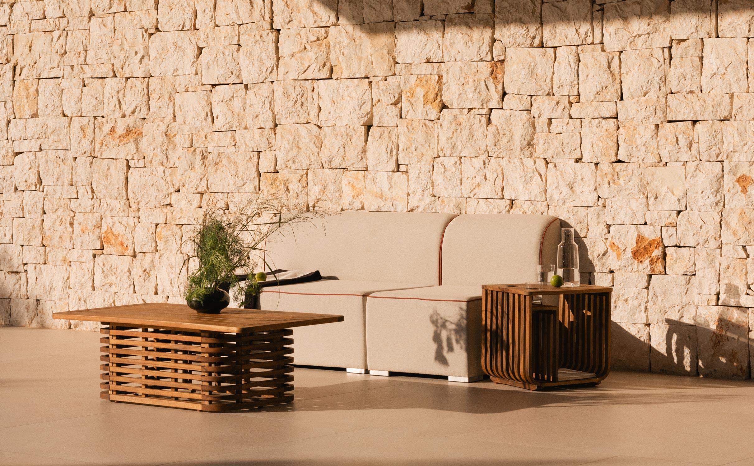 Modulares Gartensofa 2-teilig, 2-Sitzer-Sofa und Stoffsessel Lagos, Galeriebild 1