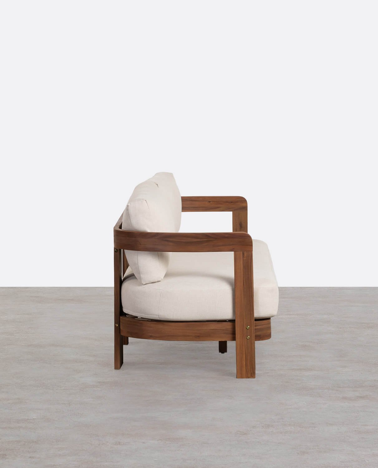 3-Sitzer-Gartensofa aus Akazienholz und Moad-Stoff, Galeriebild 2