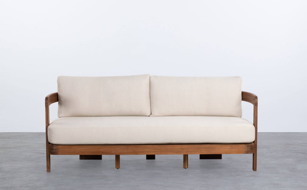 3-Sitzer-Gartensofa aus Akazienholz und Moad-Stoff