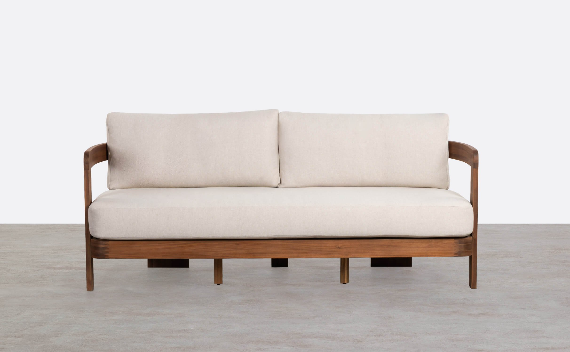 3-Sitzer-Gartensofa aus Akazienholz und Moad-Stoff, Galeriebild 1