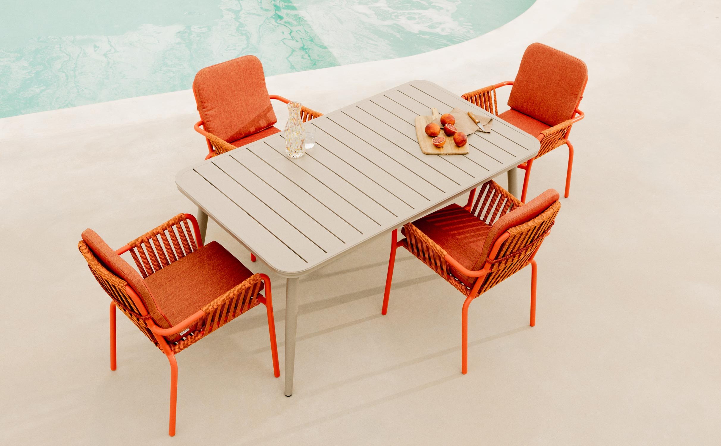 Rechteckiges Tischset Cancun aus Aluminium und 4 Drian-Gartenstühle, Galeriebild 1