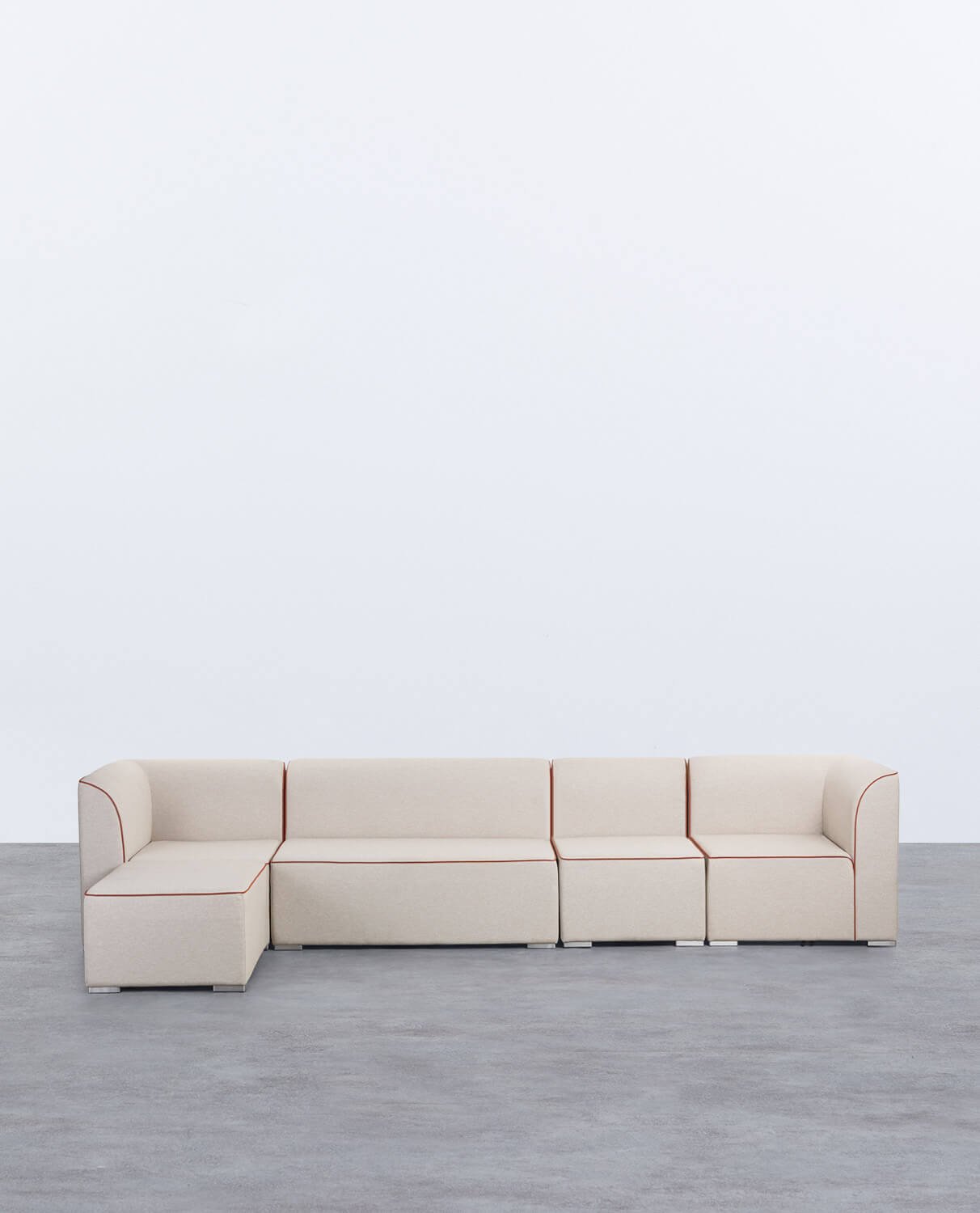 4-teiliges Modulares Eckgartensofa mit 2-Sitzer-Sofa und Sessel mit Lagos-Stoffbezug