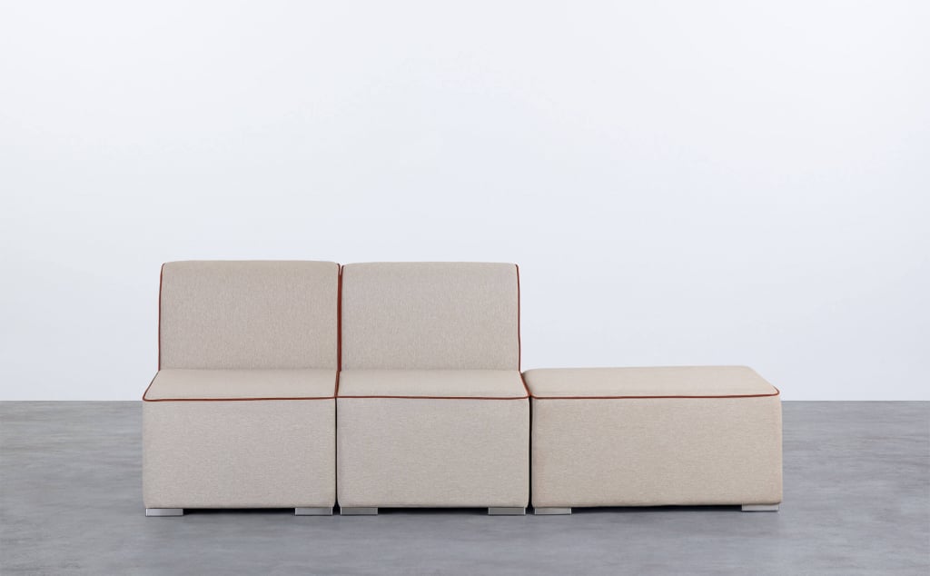 Modulares Gartensofa 2-teiliger Lagos-Stoffsessel und Puff