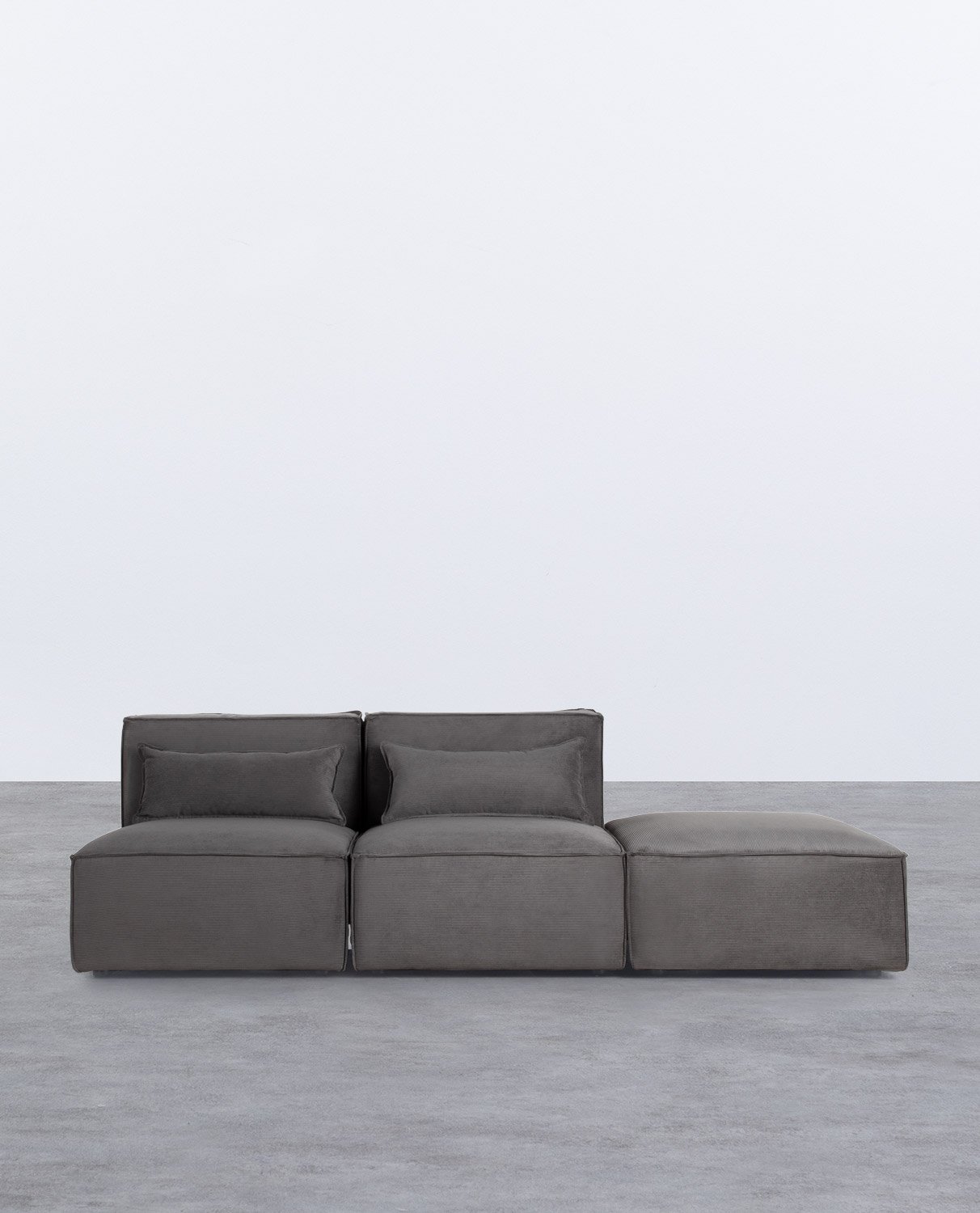 Modulares Sofa 2-Teilig und Pouf aus Kord Kilhe