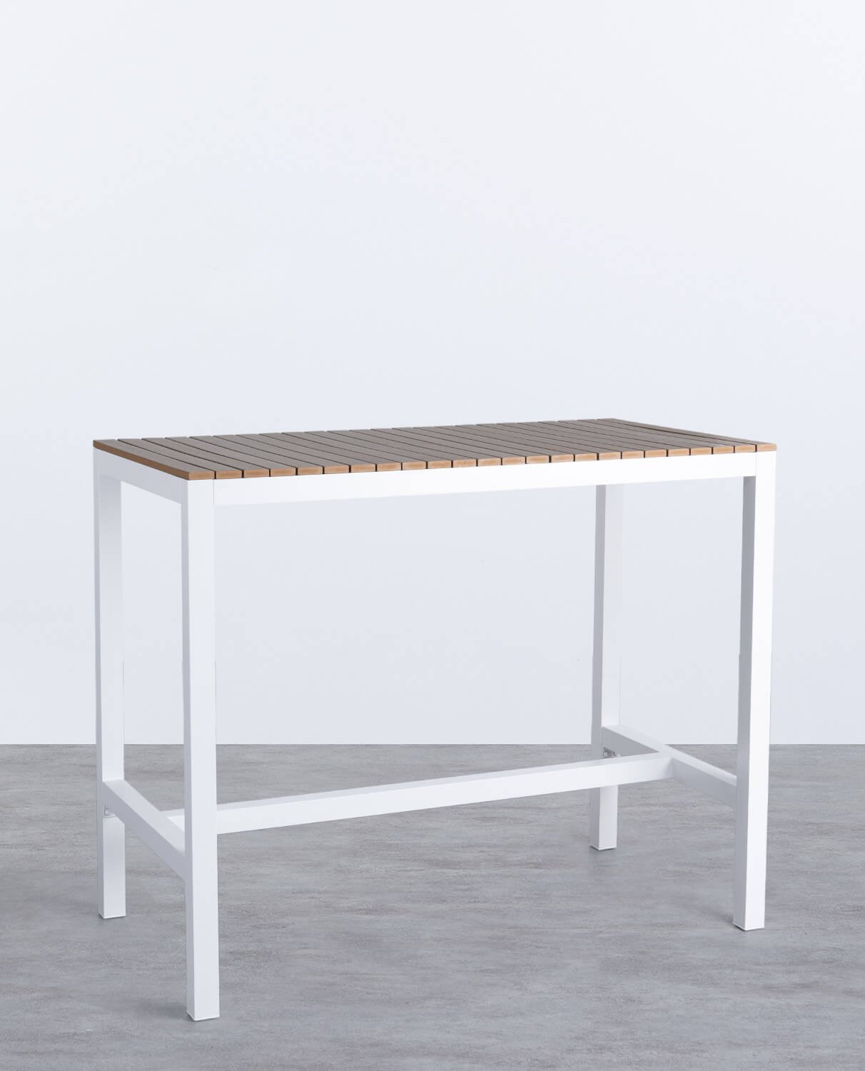 Hoher Outdoor Tisch Korce aus Holz und Stahl (130x70 cm), Galeriebild 1