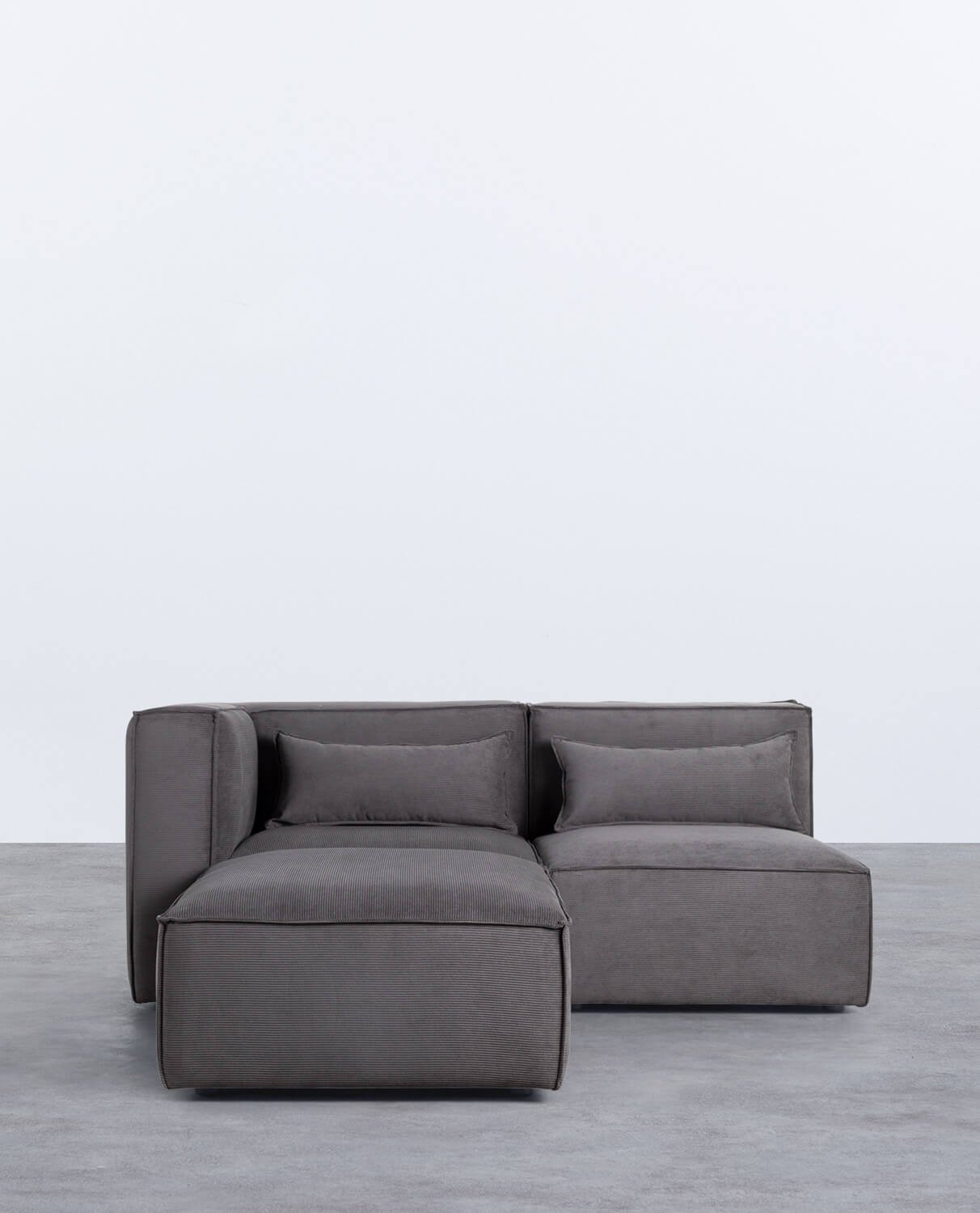 Modulares Sofa 2-Teilig mit Ecksofa und Pouf aus Kord Kilhe