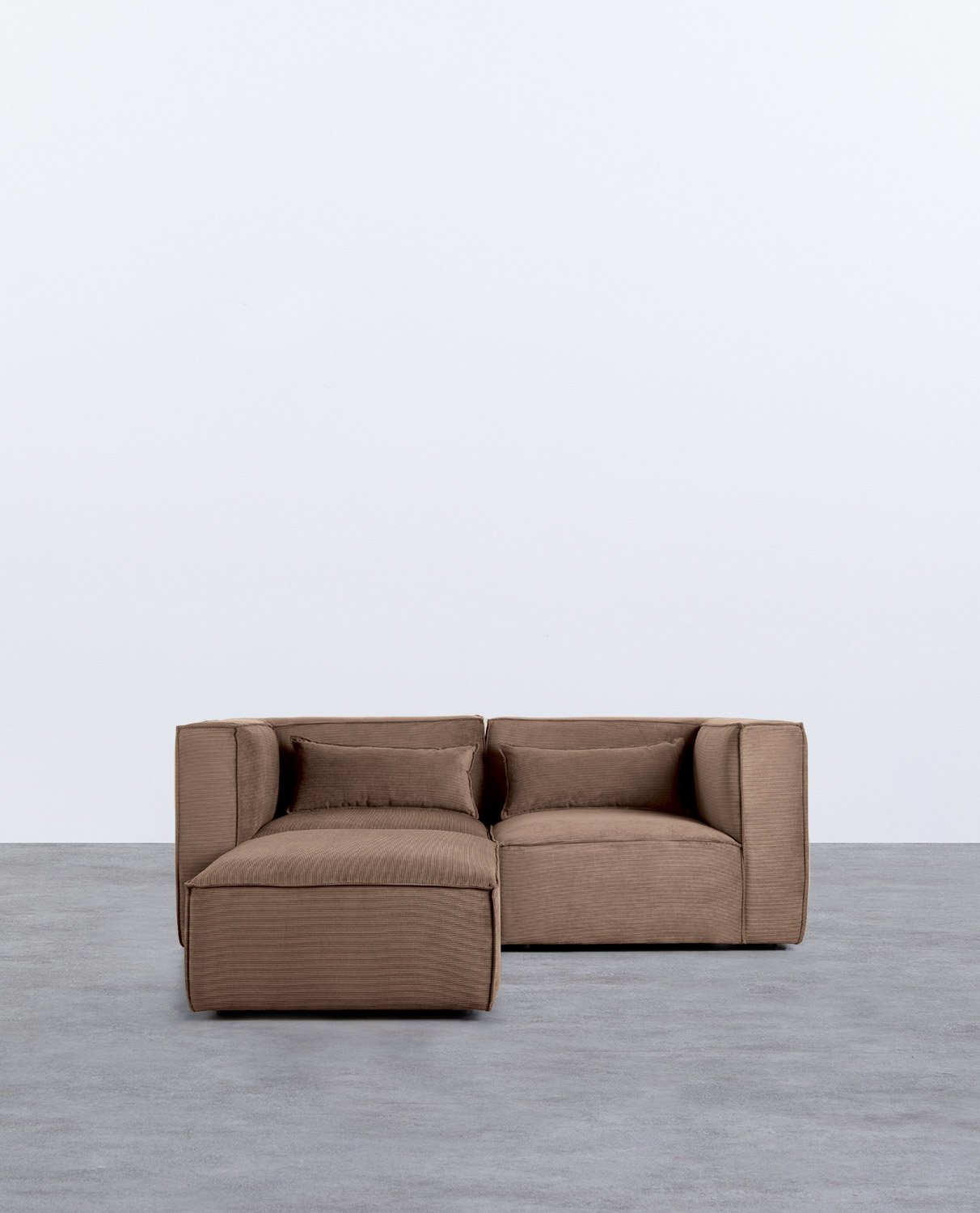 Modulares Sofa 2-Teilig mit Ecksofa und Pouf aus Kord Kilhe