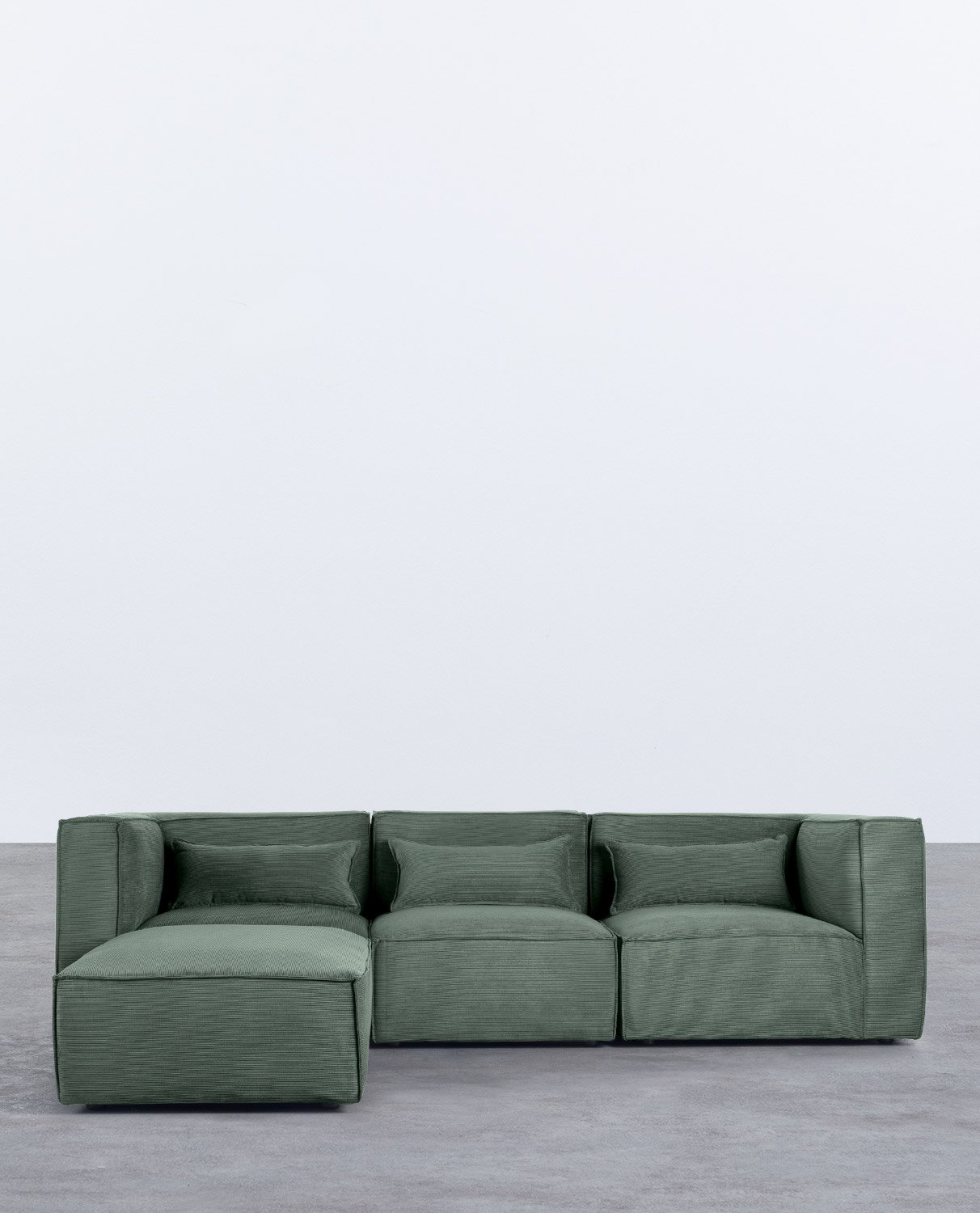 Modulares Sofa 3-Teilig mit 2 Ecksesseln und Pouf aus Kord Kilhe