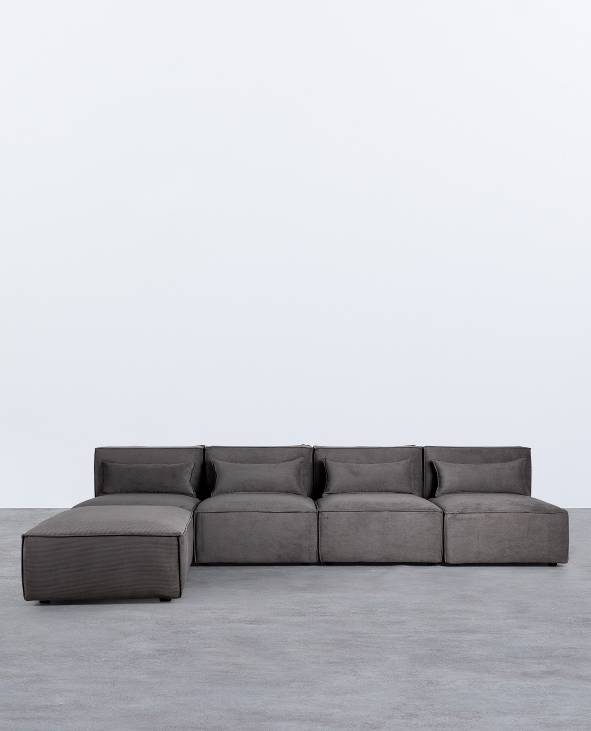 Modulares Sofa 4-Teilig mit Pouf aus Kord Kilhe