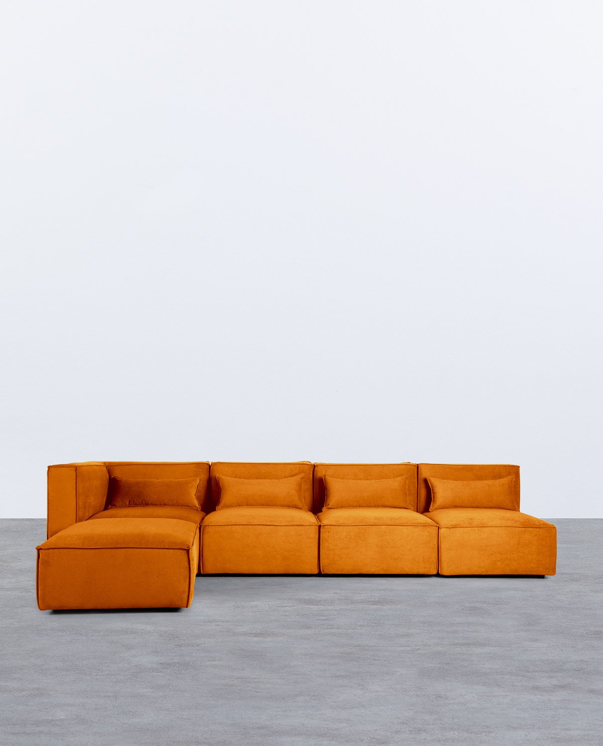 Modulares Sofa 4-teilig mit 3 Sesseln und Pouf aus Kord Kilhe