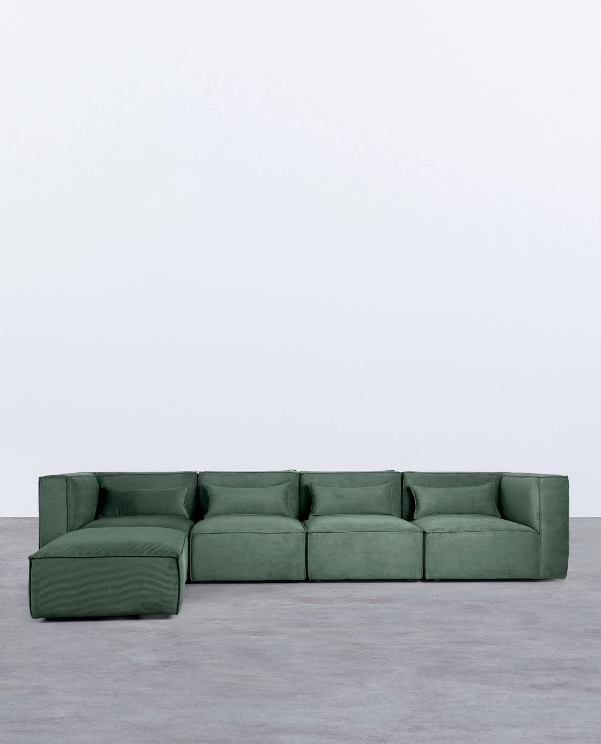 Modulares Sofa 4-Teilig mit 2 Ecksesseln und Pouf aus Kord Kilhe