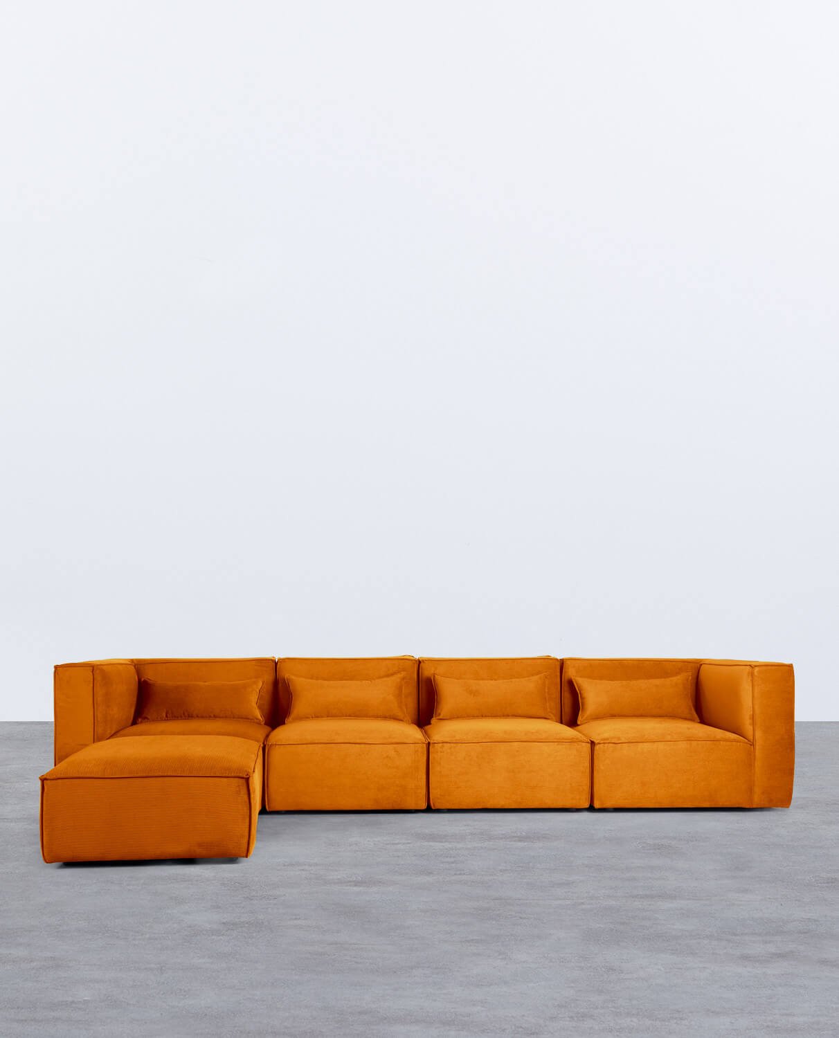 Modulares Sofa 4-Teilig mit 2 Ecksesseln und Pouf aus Kord Kilhe