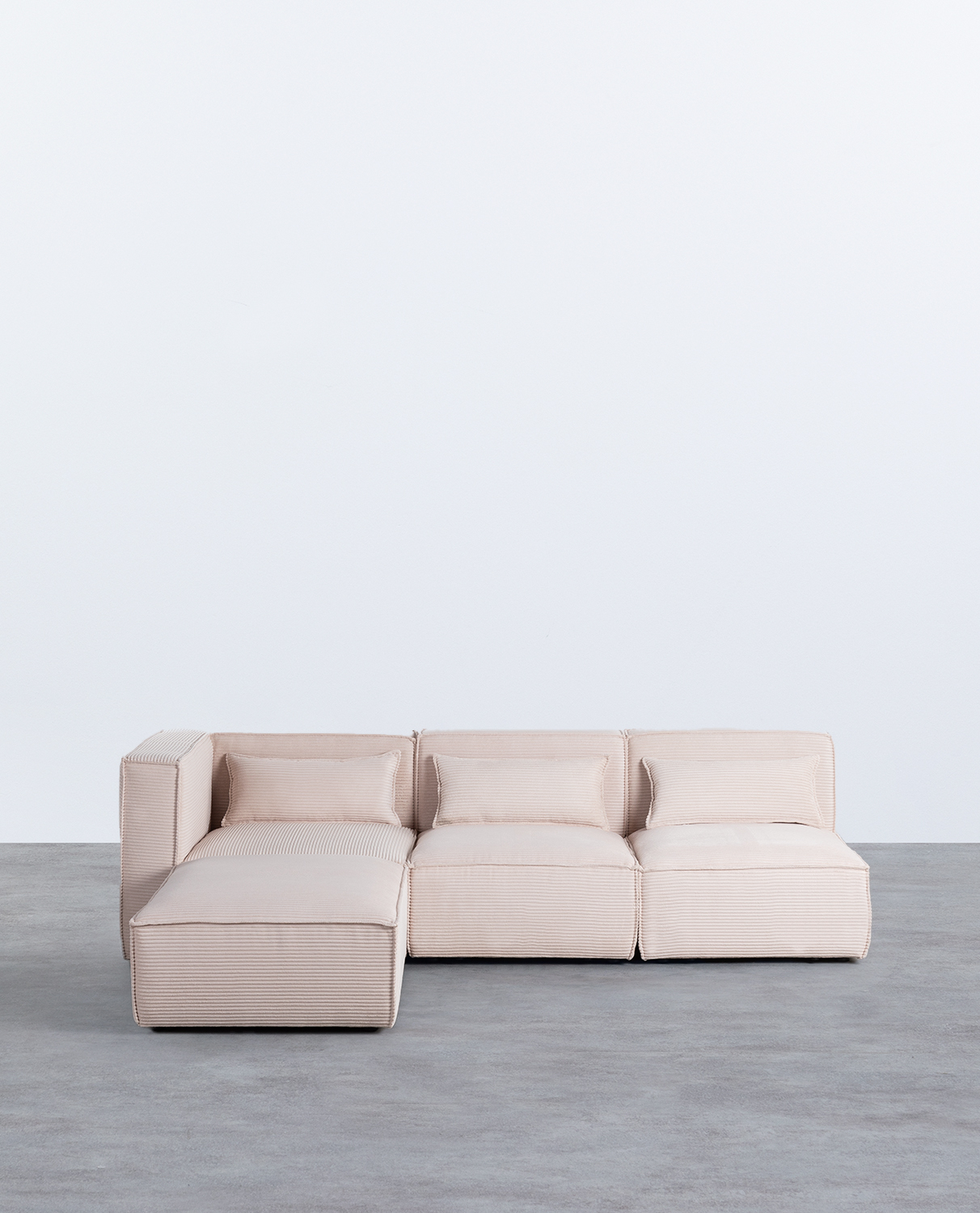 Modulares Dreiteiliges Ecksofa mit 2 Sesseln und Einem Hocker mit Kordelzug Kilhe