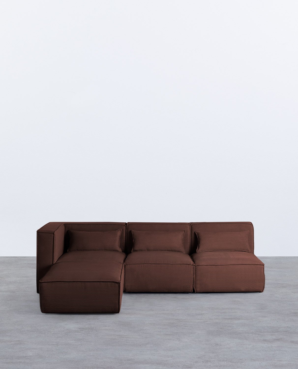 Modulares Dreiteiliges Ecksofa mit 2 Sesseln und Einem Hocker mit Kordelzug Kilhe