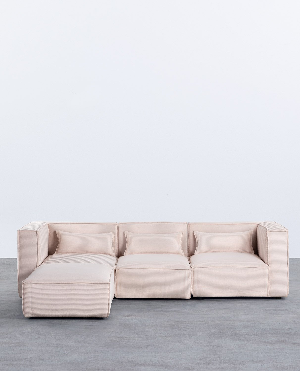 Modulares 3-Teiliges Sofa mit 2 Eckteilen und Sessel mit dickem Cord-Puff Kilhe