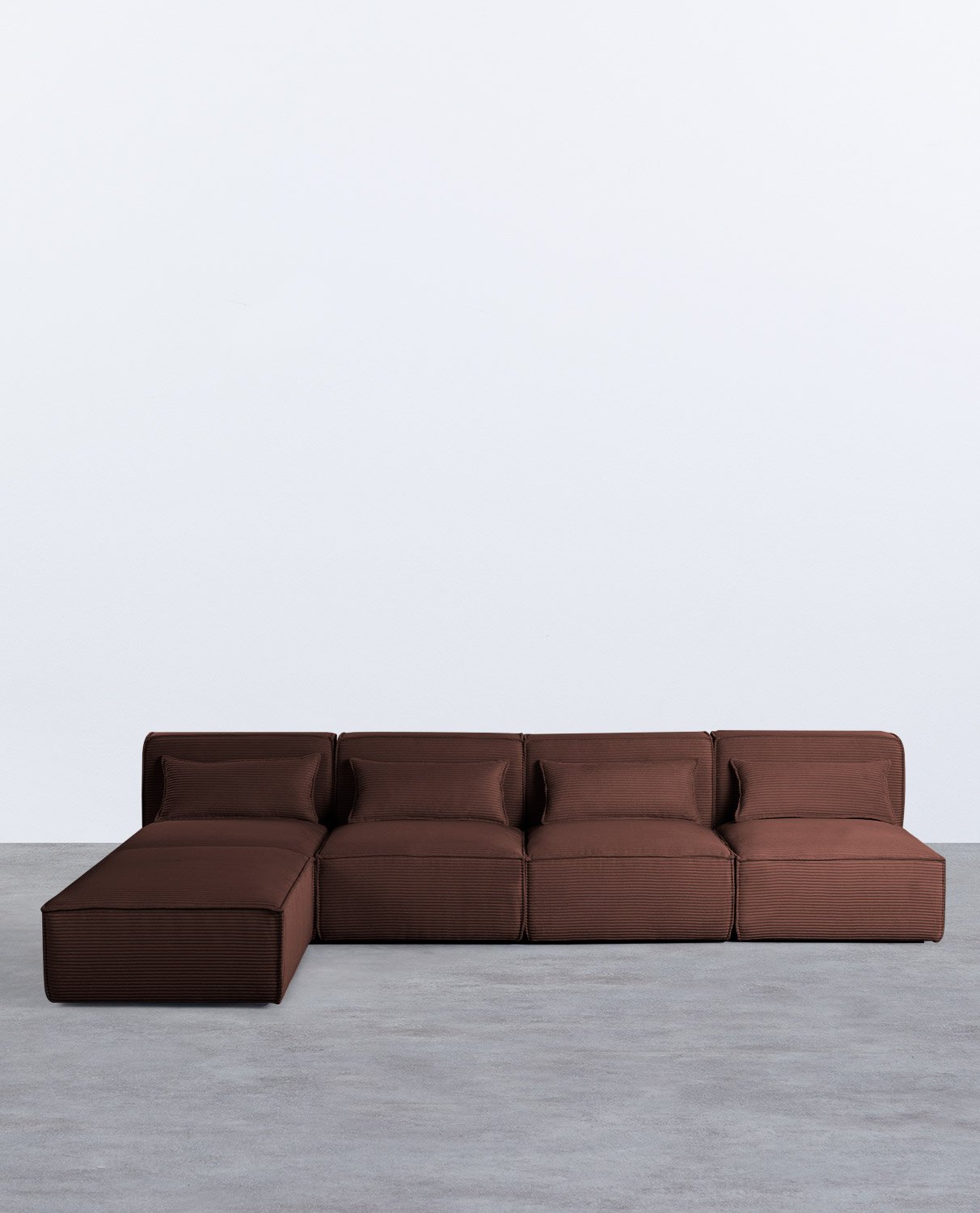 Modulares 4-Teiliges Sofa mit Dickem Kord-Puffsessel Kilhe