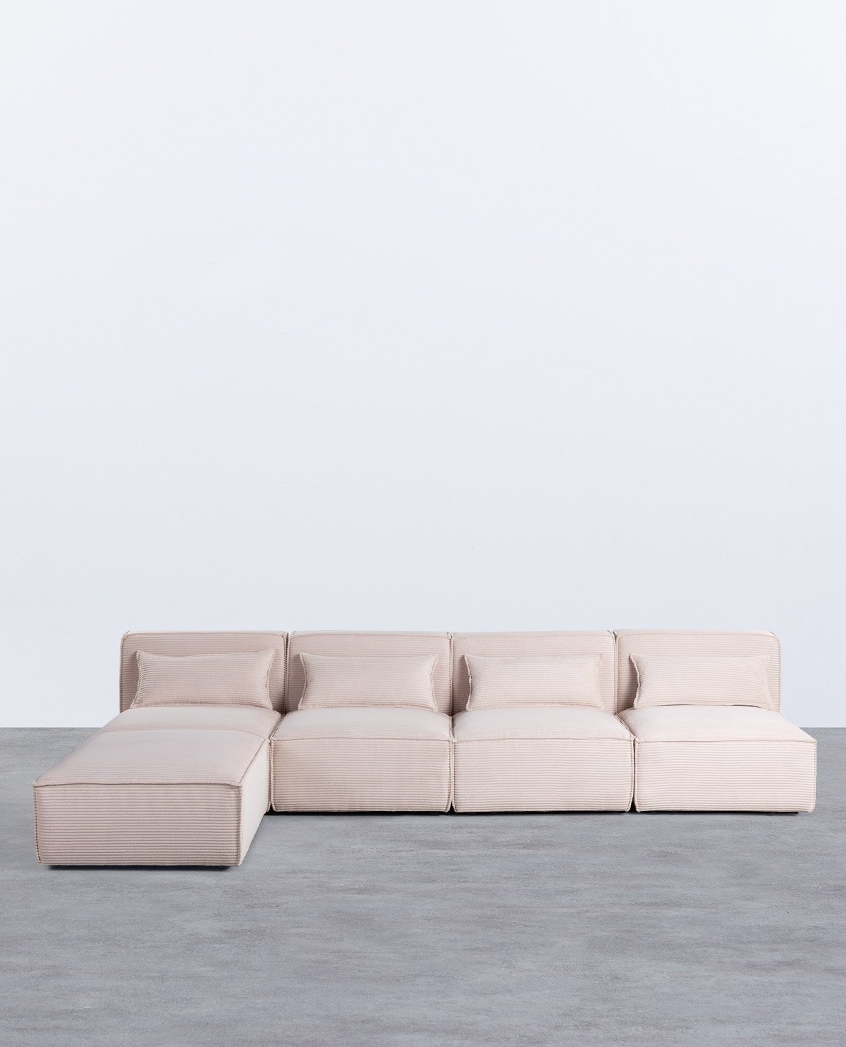 Modulares 4-Teiliges Sofa mit Dickem Kord-Puffsessel Kilhe
