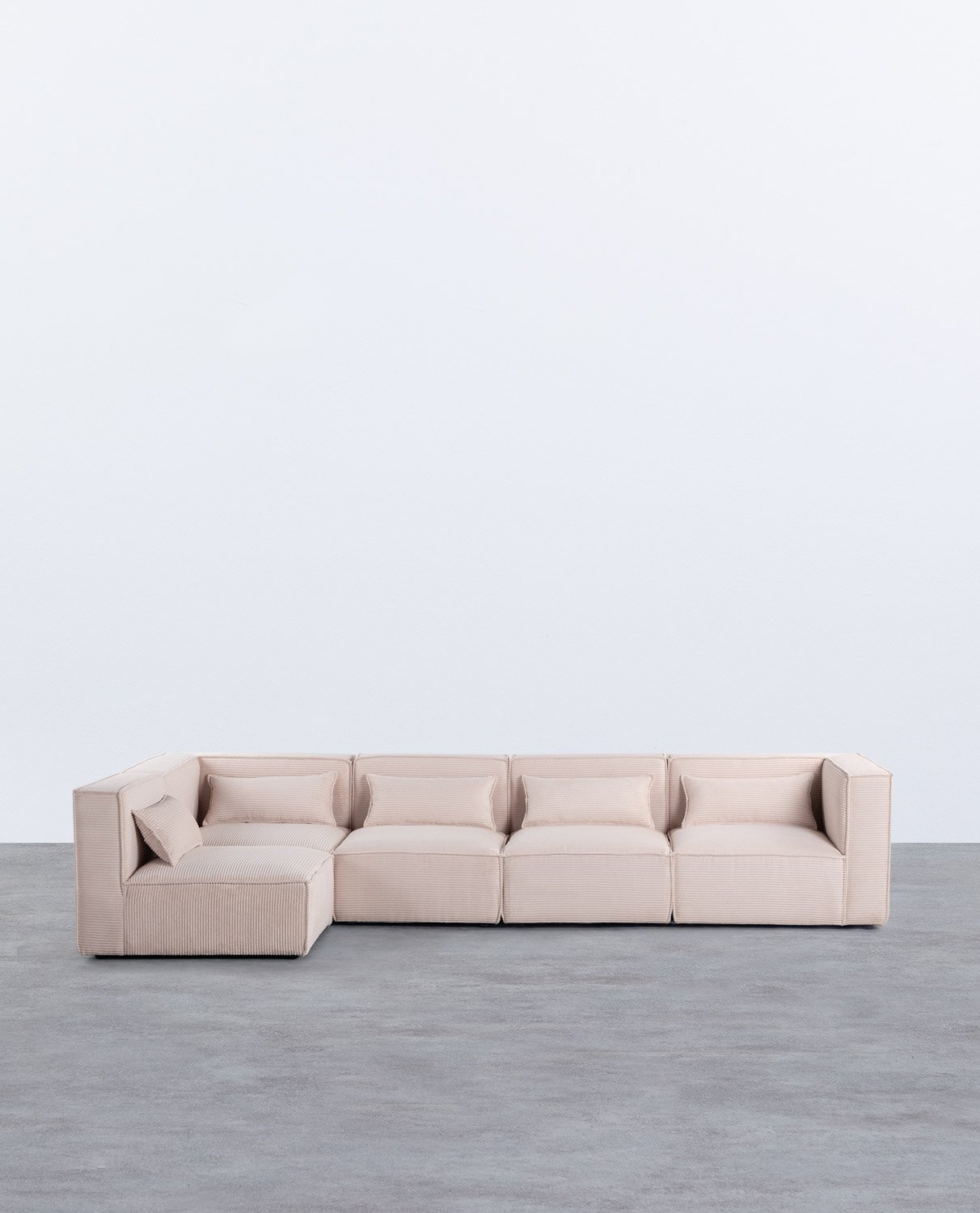 5-teiliges modulares Sofa Kilhe mit 2 dicken Cord-Eckstühlen
