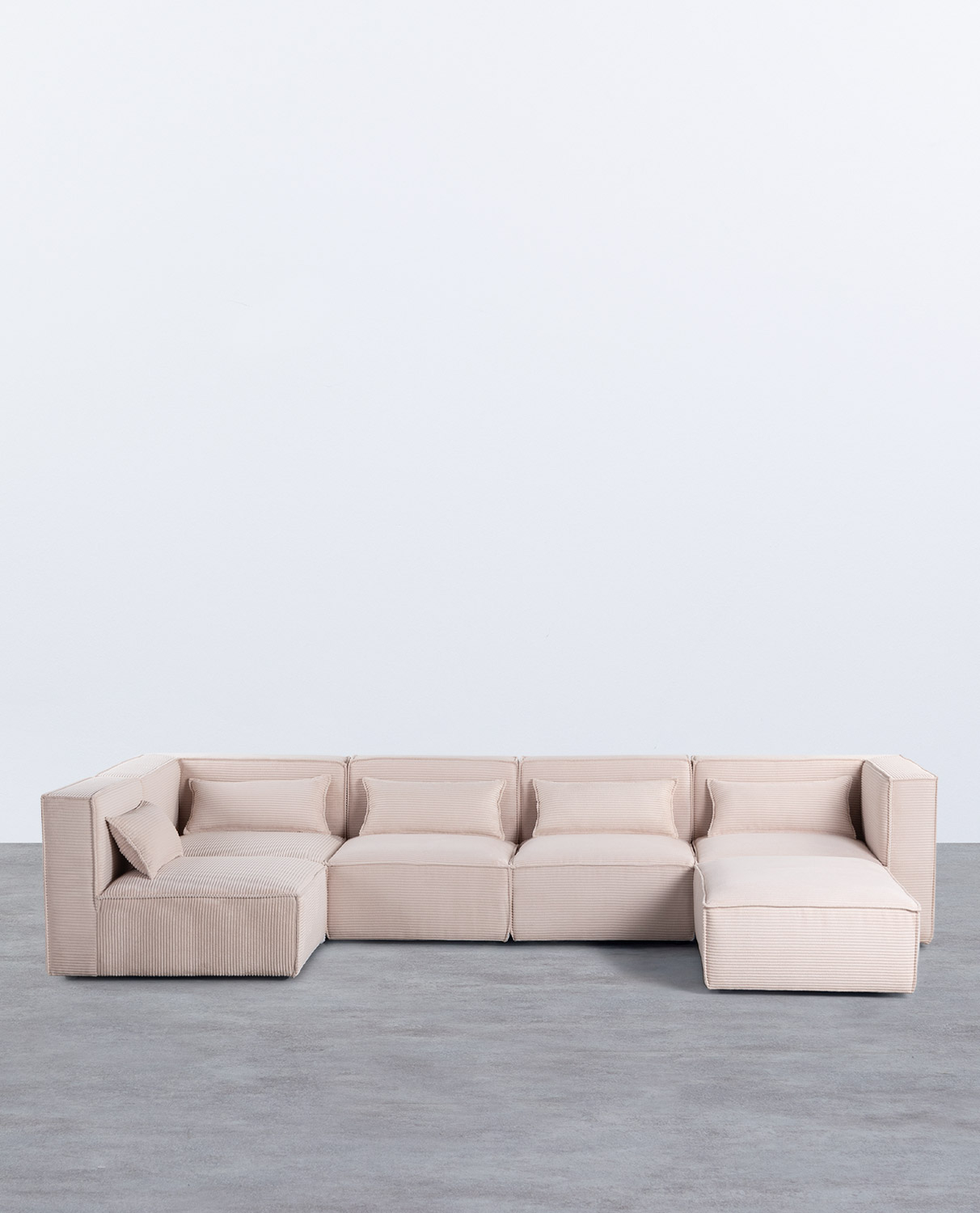 5-Teiliges Modulares Sofa mit Dickem Cord-Puff