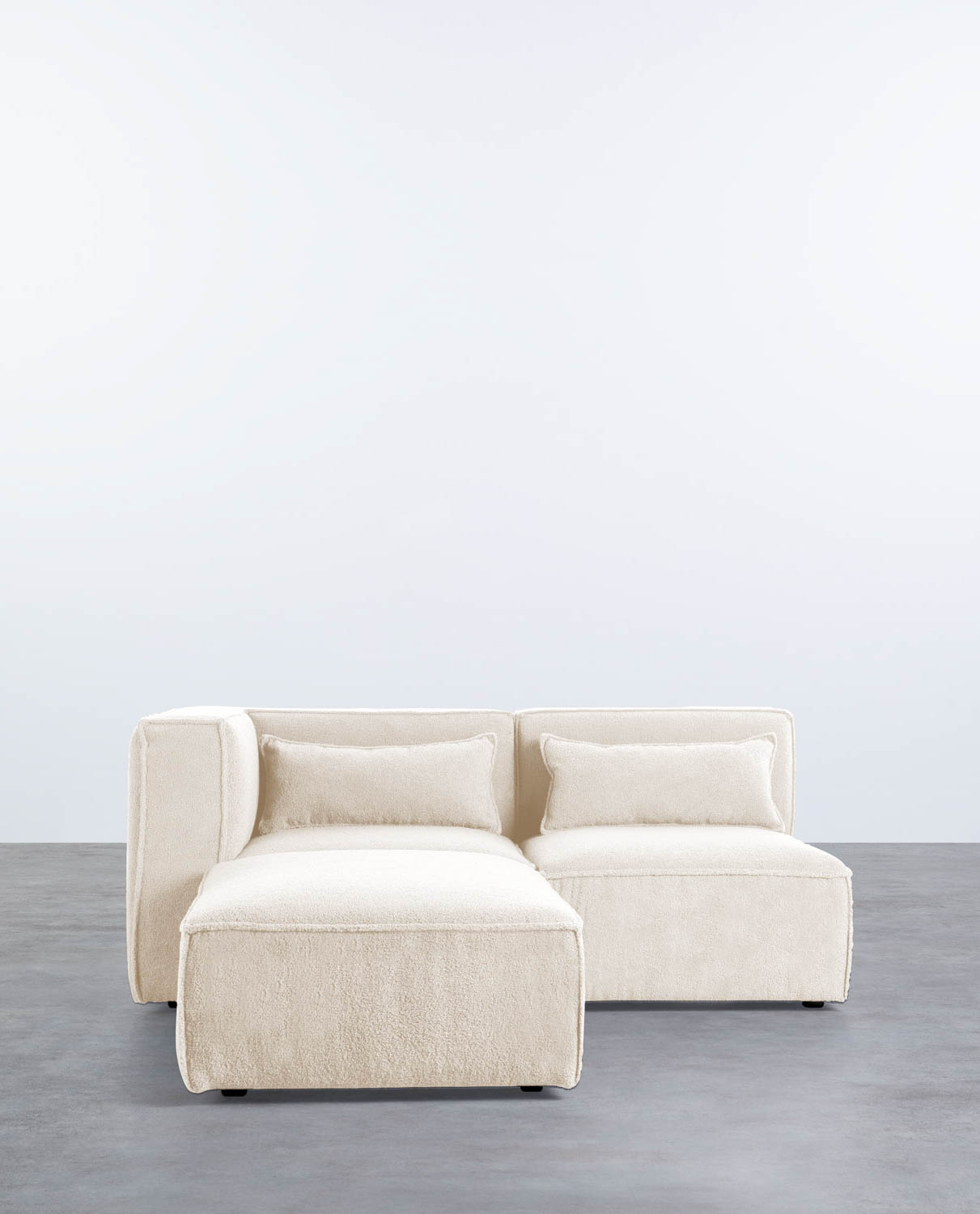 Modulares Ecksofa und Pouf 2-Teilig aus Bouclé Stoff Kilhe