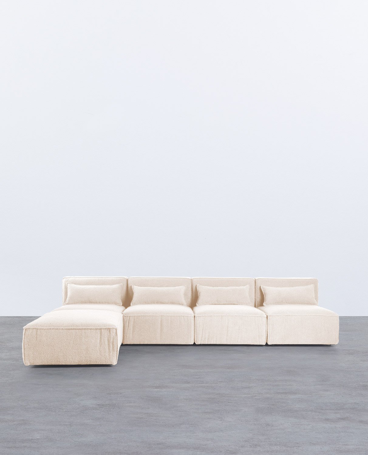 Modulares Sofa 4-Teilig mit Pouf aus Bouclé Stoff Kilhe 