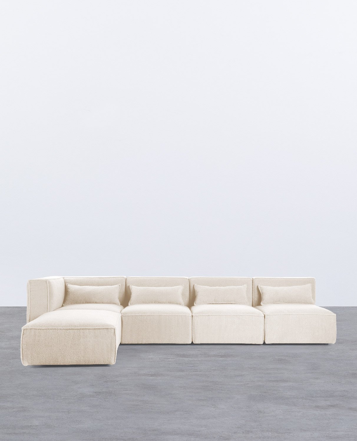 Modulares Sofa 4-Teilig mit 3 Sesseln und Pouf aus Bouclé Stoff Kilhe