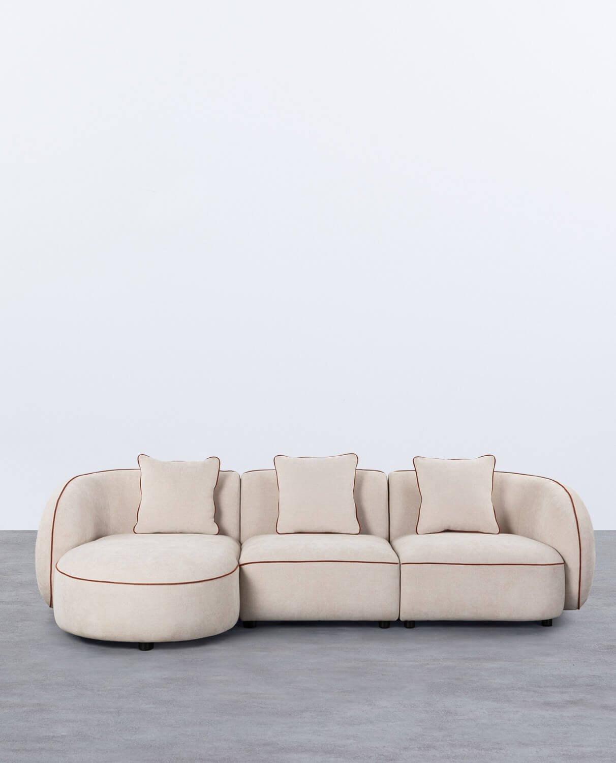 Modulares 3-teiliges Chaiselongue-Sofa mit Eck- und Ilham-Stoffsessel