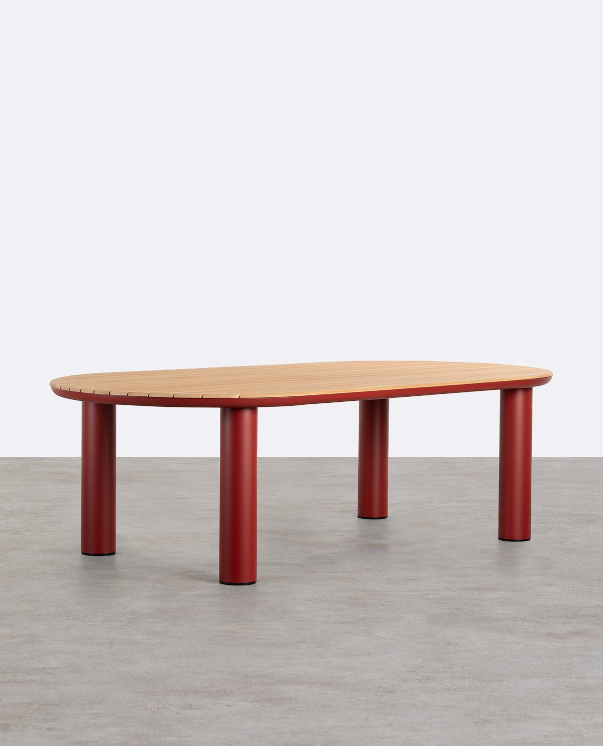 Ovaler Gartentisch aus Aluminium und Teakholz (240x119 cm) Cheryl, Galeriebild 1