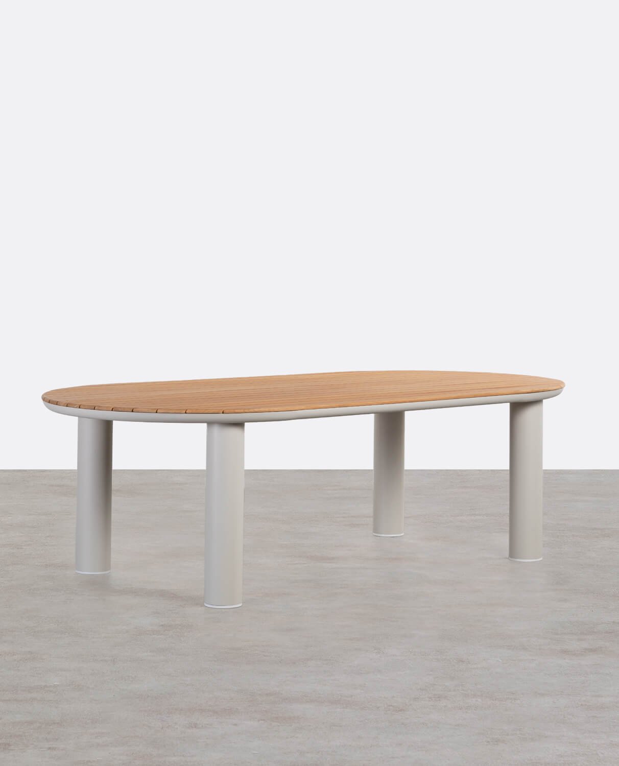 Ovaler Gartentisch aus Aluminium und Teakholz (240x119 cm) Cheryl, Galeriebild 1