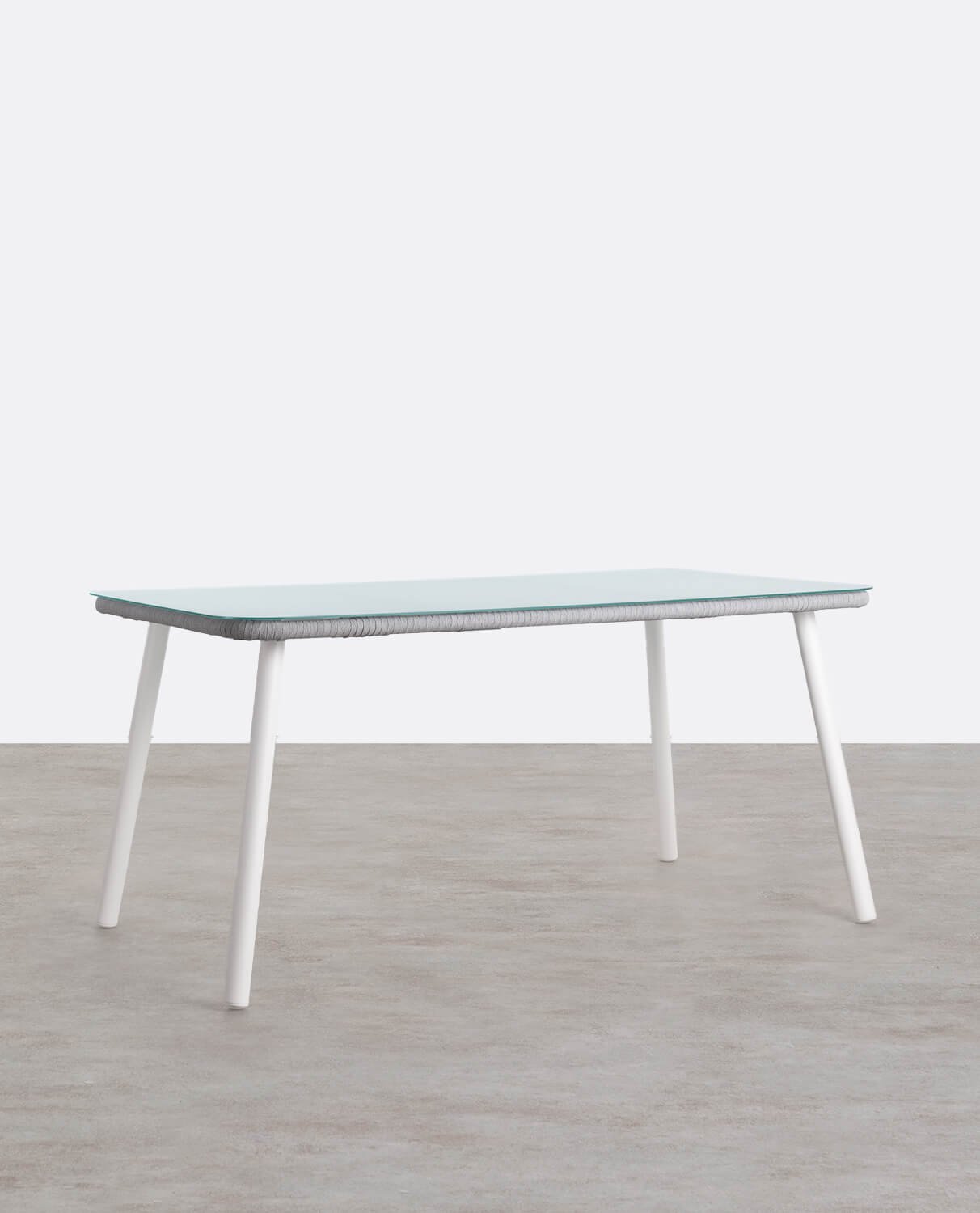 Rechteckiger Esstisch aus Aluminium und Glas (160x90 cm) Drian, Galeriebild 1