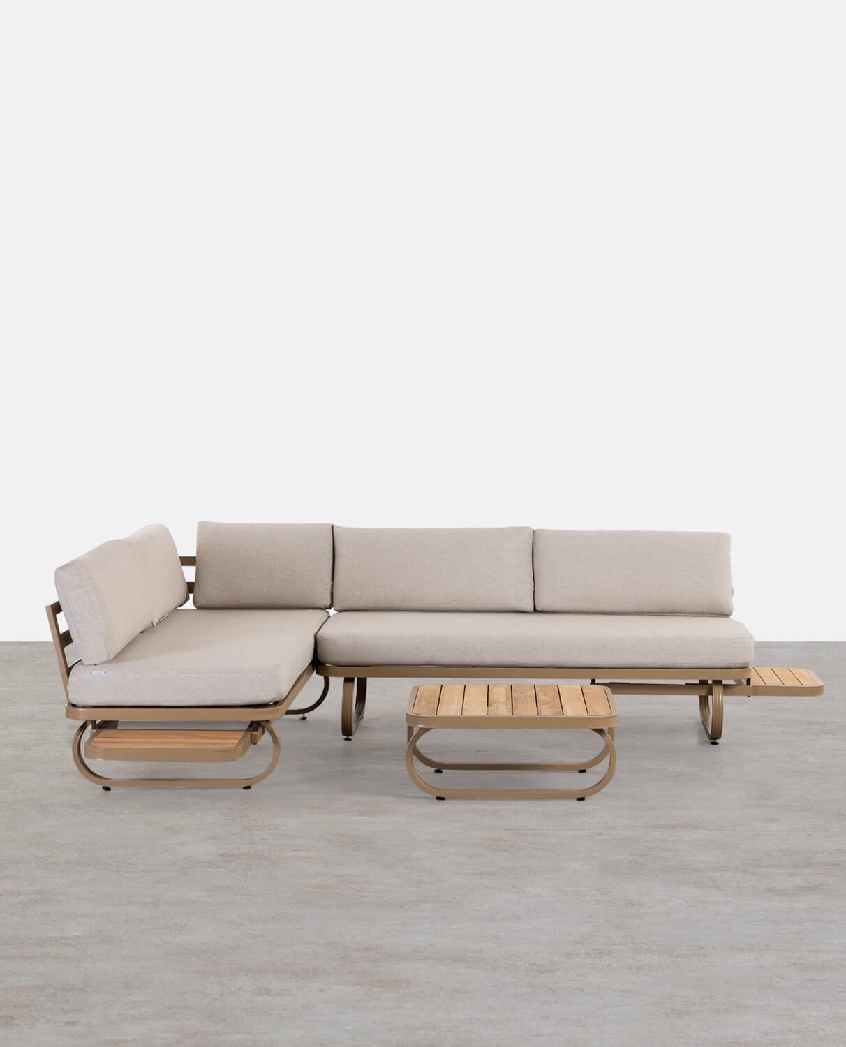 Garten-Set aus Metall und Teakholz mit Couchtisch Emilia, Galeriebild 1