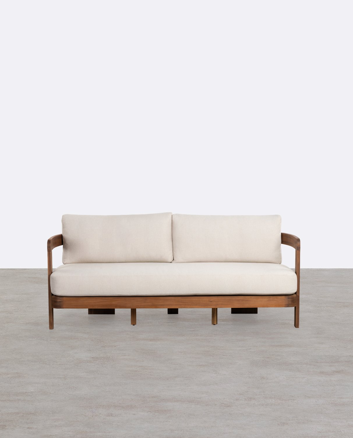 3-Sitzer-Gartensofa aus Akazienholz und Moad-Stoff, Galeriebild 1