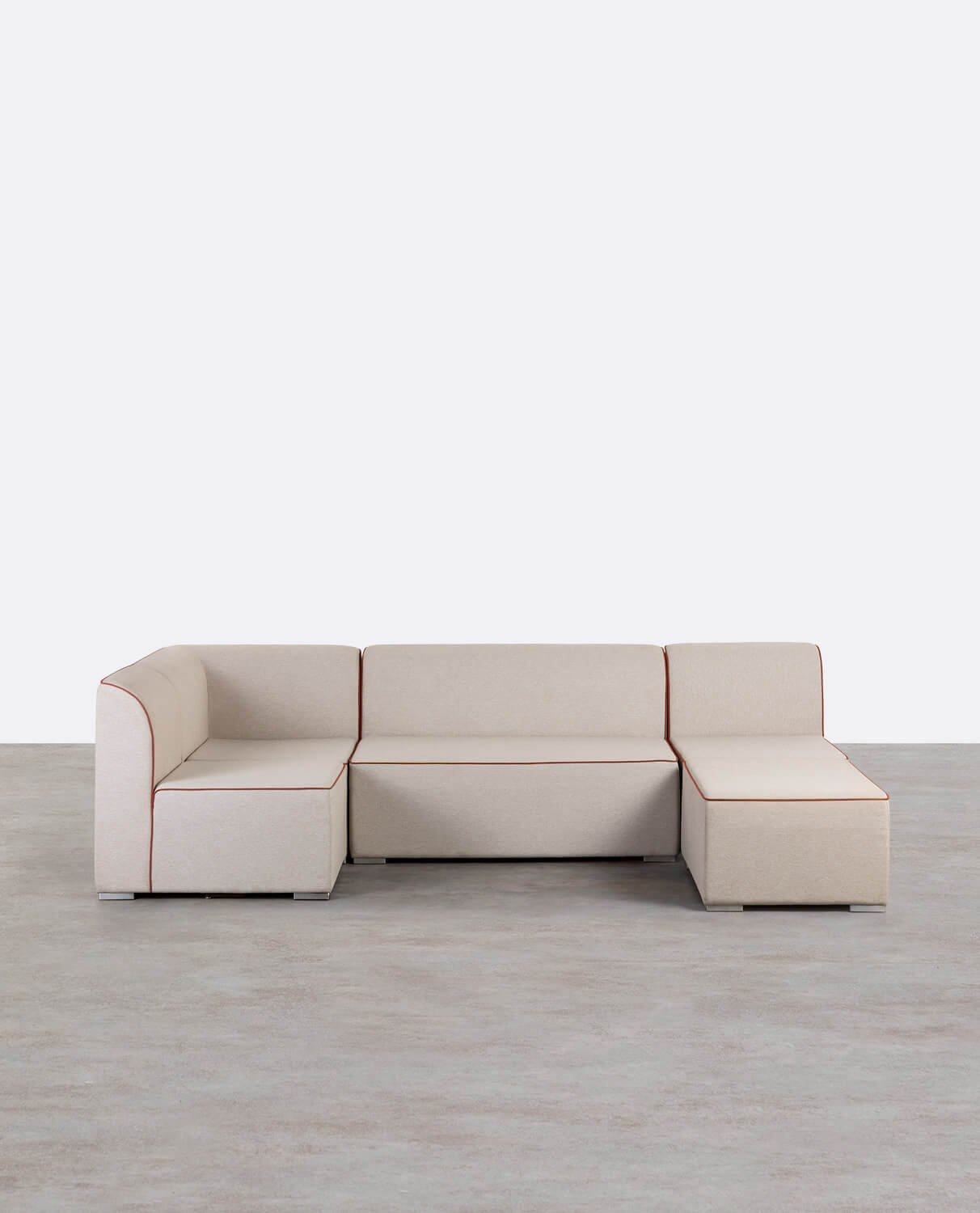 4-teiliges Modulares Eckgartensofa mit 2-Sitzer-Sofa und 2 Sesseln mit Lagos-Stoffsitzsack, Galeriebild 1