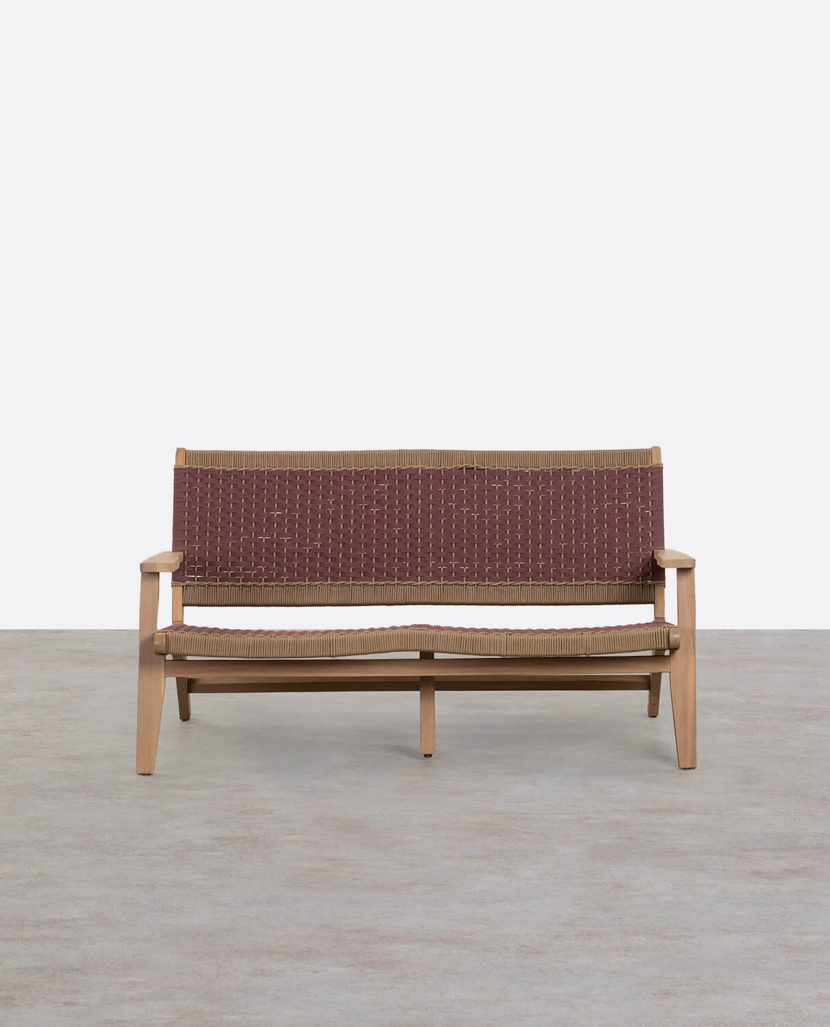 2-Sitzer-Gartensofa aus Akazienholz und Mirle-Seil , Galeriebild 1