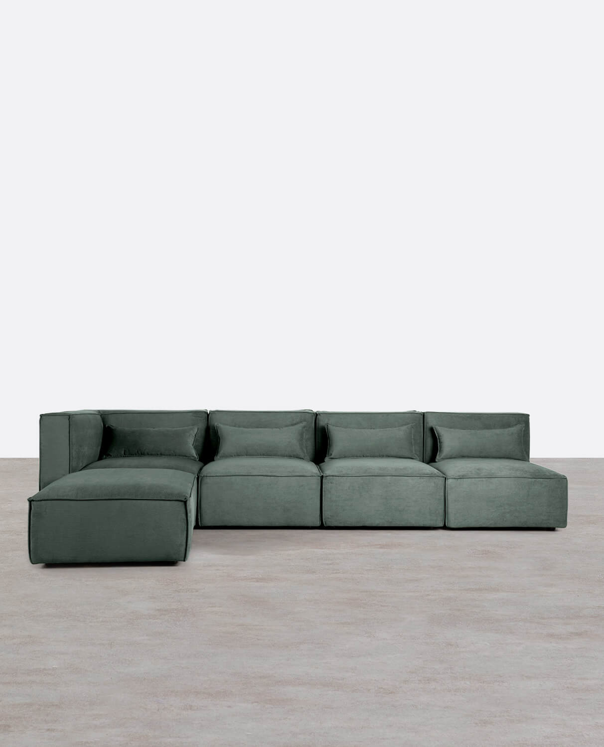 Modulares Sofa 4-teilig mit 3 Sesseln und Pouf aus Kord Kilhe, Galeriebild 1