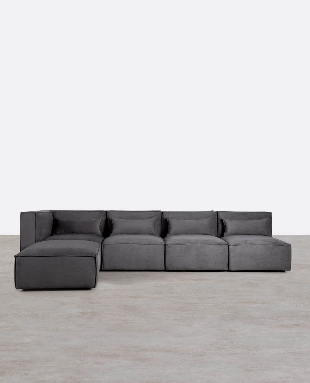 Modulares Sofa 4-teilig mit 3 Sesseln und Pouf aus Kord Kilhe, Galeriebild 1