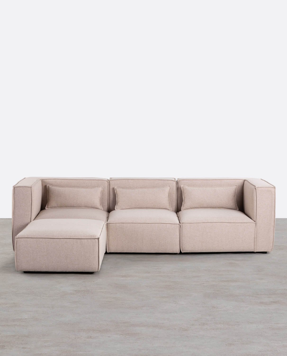 3-teiliges Modularsofa mit 2 Ecksesseln und Stoffpuff Kilhe, Galeriebild 1