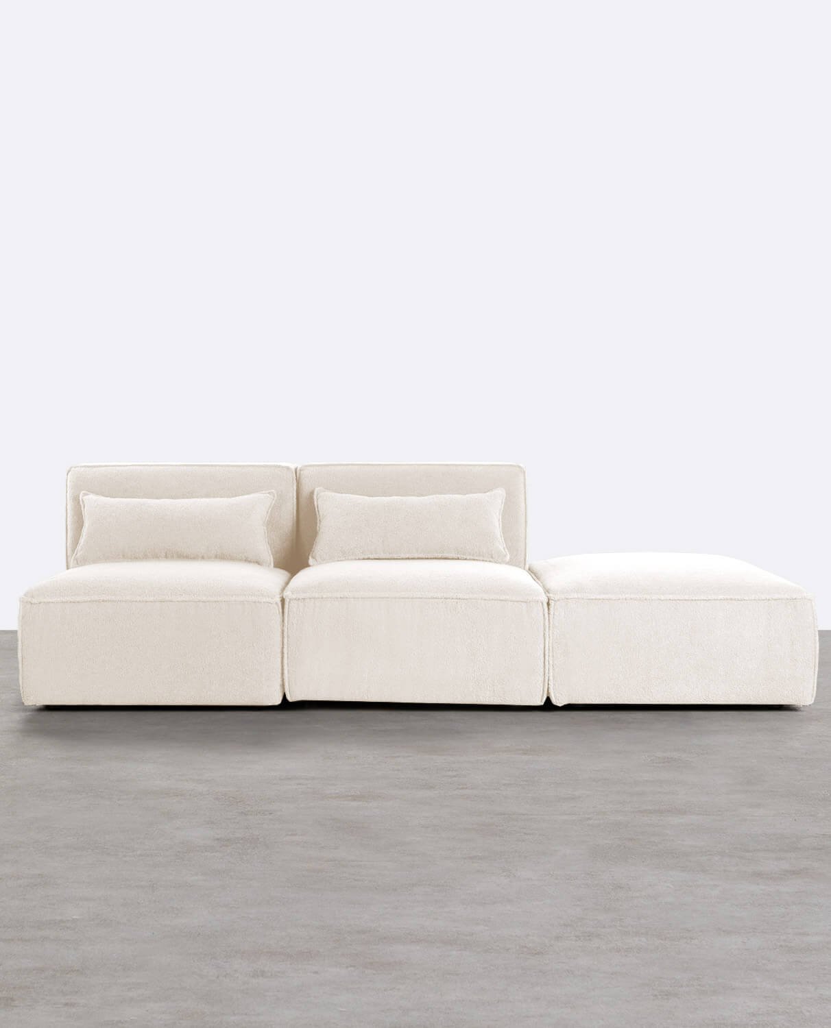 Modulares Sofa 2-Teilig mit Pouf aus Bouclé Stoff Kilhe, Galeriebild 1