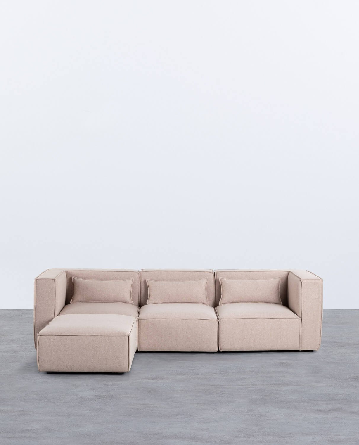 3-teiliges Modularsofa mit 2 Ecksesseln und Stoffpuff Kilhe